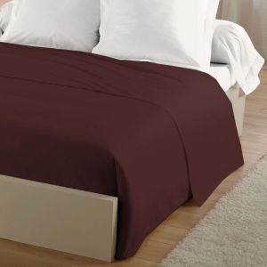 Lovely Home Drap Plat 100% Coton 180x290 Cm -1 Personne - Marron