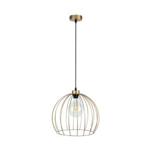 Lampe Suspendue Métal Doré Noir Câble en Tissu Coop