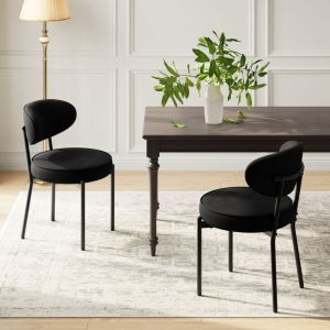 COLAMY Chaises de salle à manger modernes – Lot de 2, pieds en métal robustes et assise ultra-confortable-Noir