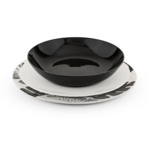 Laguiole Service 18 pièces noir et blanc - "leaf"