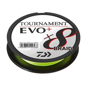 Daiwa Tournament X8 Braid Evo+ 0.10mm, 6.7kg/14.7lbs, 135m, Chartreuse, Ligne de Pêche Tressée, 12761-010