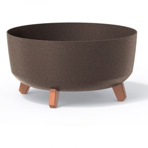 Prosperplast Pot de fleurs bas 14,3L avec pieds amovibles et insert 380 mm, Café Café