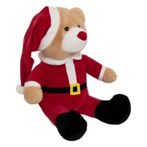 Atmosphera Peluche ours père Noël - H. 60 cm - Rouge