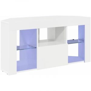 VidaXL Meuble TV LED d'Angle Blanc brillant 100 x 40 x 50 cm