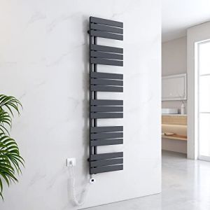 EMKE Sèche-Serviettes Électrique avec élément Chauffant Thermostat, Sèche-Serviettes électrique Panneau avec Baguette chauffante avec minuterie, Anthracite 1599x400mm 800W