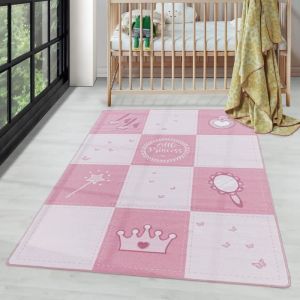 Carpettex Teppich Tapis pour Enfants Fille Design Princesse, Tapis de Jeu pour Chambre d'enfant, antidérapant et Lavable, Couleur: Rose, Taille: 100 x 150 cm