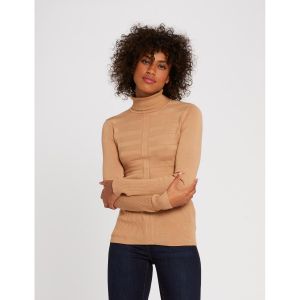 Morgan Pull fin col roulé Mentos Femme, Marron (Camel), M