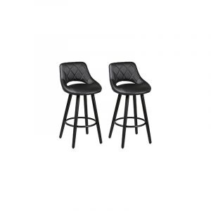 Mes Lot de 2 tabourets de bar 47x47x91 cm noir et anthracite - BROOKLIN