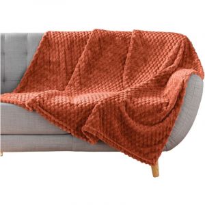 Plaid flanelle relief 125 x 150 cm Mini Breetzy terracotta