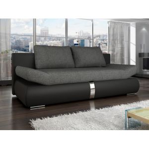 Image de Canapé 2 places convertible JADEN en tissu et simili - Bicolore noir et anthracite