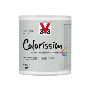 V33 Peinture acrylique multi-supports Colorissim satin gris platine 500 ml