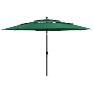 VidaXL Parasol à 3 niveaux avec mât en aluminium Vert 3,5 m