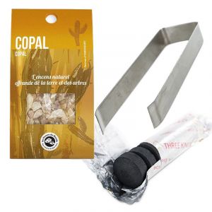 Aromandise Résine de Copal à brûler + pince et rouleau de charbons