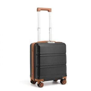 Valise 45x35x20cm Valise de Voyage LégerRigide en ABS à 4 Roulettes et Serrure TSA, Noir/Brun