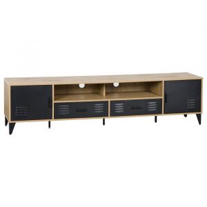 Tribeca - meuble tv - effet bois et métal noir - 200 cm