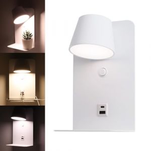 Applique LED Orientable 6W avec Interrupteur et Chargement USB et Type C 3000K-4000K-6000K Puces Osram Driver KEGU Blanc