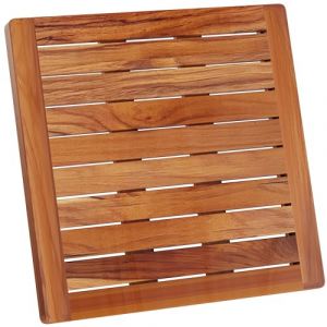 Caillebotis de Douche Hovea 50 x 50 cm en Bois de Teck - Antid&eacute;rapant et R&eacute;sistant &agrave; lHumidit&eacute;