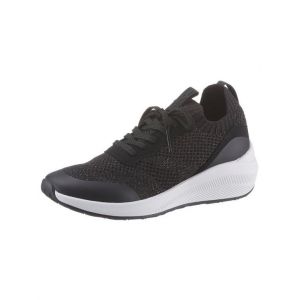 Tamaris Femme Chaussures à Lacets, Dame Chaussures de Sport lacées,Chaussure Basse,Chaussure décontractée,Talon compensé,Black Silver,40 EU / 6.5 UK