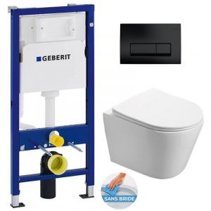 Geberit Pack wc Bati-support wc Swiss Aqua Technologies Infinitio sans bride + plaque Delta 50 noir mat
