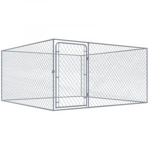 Image de Helloshop26 - Chenil extérieur cage enclos parc animaux chien extérieur pour chiens acier galvanisé 2 x 2 x 1 m