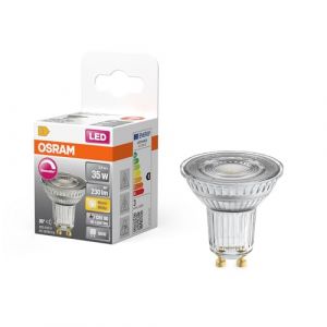 Osram LED Spot Superstar PAR16 Réflecteur dimmable, 2700 K blanc chaud, 2,4 W, GU10, 36°, 230 lm, transparent, pour spots, éclairage d'accentuation, 15 000 h