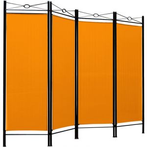 Deuba Paravent jaune - 4 panneaux - Cadre en m&eacute;tal laqu&eacute; - Cloison 180x163cm