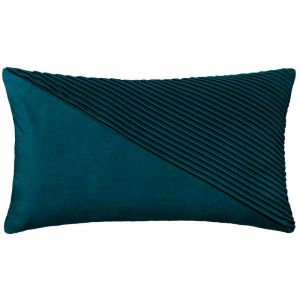 Atmosphera Coussin Déco en Velours "Semi Pli" 30x50cm Bleu Canard