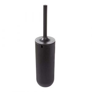 IDesign Brosse WC avec Support, Balai WC Fin en Plastique Balayette WC autoportante avec Tête de Brosse aux Poils en Silicone - Noir