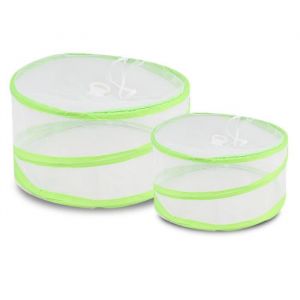 Lot de 2 couverture de nourriture, cloche alimentaire réutilisable pliable en deux tailles, anti-mouche anti-insecte anti-moustique, protection pour barbecue pique-nique aliments - Diamètre 29/22 x Hauteur 14/10 cm -JUANIO-