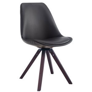 CLP Chaise Calais pivotante pieds carrés, Noir /Noyer