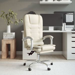 VidaXL 349670 Fauteuil de massage inclinable de bureau Crème Similicuir