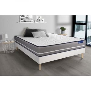 Image de Ensemble sommier matelas 200x200 Actilatex pur Latex et mémoire de forme 20 cm Ferme sommier kit Blanc