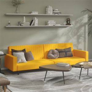 VidaXL Canapé-lit 2 Places, Lit de Jour avec Dossier, Lit d'Invité, Meuble de Chambre Salon Salle de Séjour, Moderne, Jaune Velours