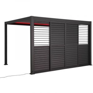 Hesperide Persienne coulissante pour pergola bioclimatique "Evora" graphite 3,4 x 2,3m