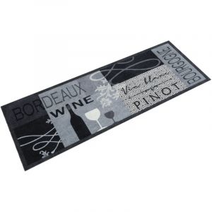 VidaXL Tapis de cuisine lavable imprimé Wine gris 45x150 cm