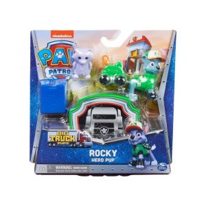 Coffret pat patrouille big truck : chien rocky et drone de sauvetage + centre de commande + raton laveur - set figurine
