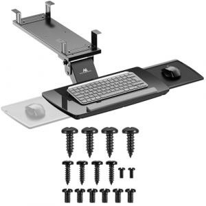Maclean Plateau pour Clavier avec Plateau pour Souris - R&eacute;glable en Hauteur - Inclinable et Rotatif - Support Ergonomique pour Bureau jusqu'&agrave; 5 kg - Support de Clavier en Acier et Plastique (Noir)