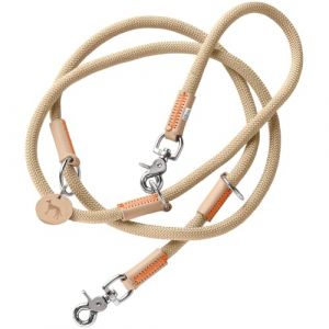 Hunter Laisse r&eacute;glable Malia pour Chien, Couleur : Beige/Naturel, Corde Souple et Cuir Robuste, r&eacute;glable en 3 Positions, l&eacute;g&egrave;re, r&eacute;sistante, Look Moderne, fabriqu&eacute;e en Allemagne, Taille : 10/200