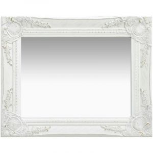 Décoshop26 Miroir mural rectangulaire style baroque 50x40 cm Blanc DEC022850