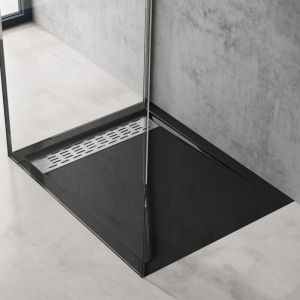Sogood - Receveur de douche noir bac à douche Xetro4 rectangulaire extra plat 80x100x5cm + bonde AL02 - Noir