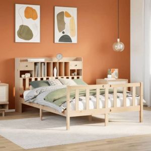 VidaXL Lit bibliothèque sans matelas 140x190 cm bois de pin massif