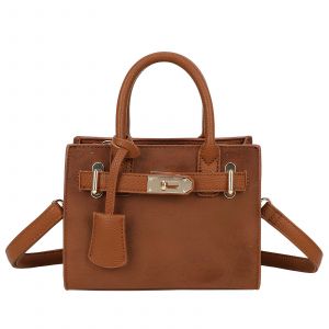 Sac &agrave; Main pour Femme Alina avec Anses Rigides et Ceinture D&eacute;corative Gallantry Marron