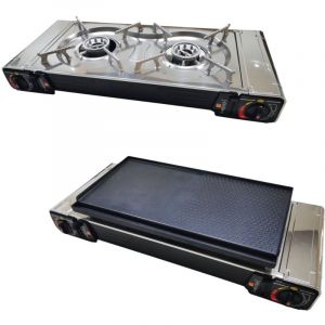 PACK INCASA R&eacute;chaud &agrave; gaz portable + Plancha / Grill pour r&eacute;chaud &agrave; gaz