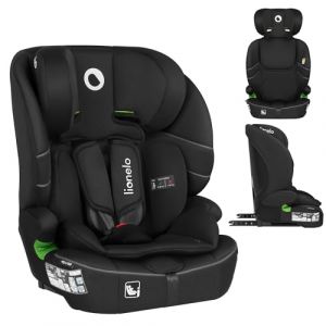 LIONELO LO-BILLY I-SIZE Siège Auto Bébé, 76 à 150 cm De 15 mois à 12 ans environ, Installation ISOFIX ou Ceinture de Voiture, Appui-Tête Réglable, Protection Latérale Norme R129 (Black)