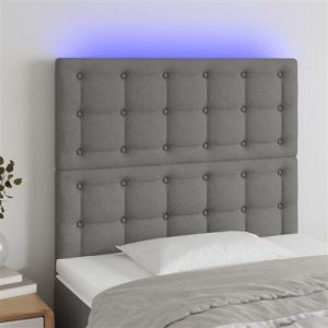 VidaXL Tête de lit à LED Gris foncé 90x5x118/128 cm Tissu