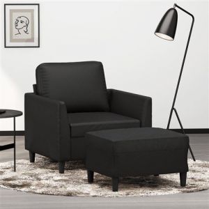 VidaXL Fauteuil avec repose-pied Noir 60 cm Similicuir, canapé, fauteuil, fauteuil TV, canapé simple, canapé, canapé relax, canapé de loisirs 3201117
