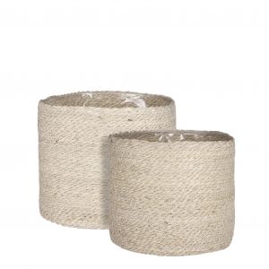 Mica Decorations Atlantic Plant Basket - Lot de 2 - H26 x Ø30 cm - Crème