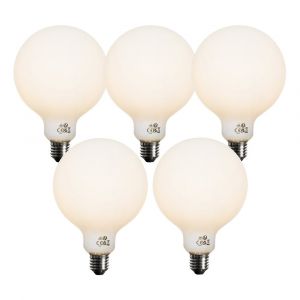 Lot de 5 Ampoule LED E27 dimmable opale G125 5W 450lm 3000K