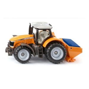 Siku 1563 Massey Ferguson avec épandeur de sel, Métal/Plastique, Orange, Tracteur Jouet pour Enfants, Épandeur de sel Inclus, Cabine Amovible