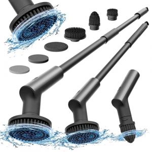 HOTO Brosse Nettoyage Electrique Rotative, IPX7 Imperm&eacute;able, Brosse Rotative &Eacute;lectrique, Brosse Nettoyage Salle de Bain sans Fil, avec Poign&eacute;e R&eacute;glable et 6 T&ecirc;tes Brosse pour Plancher, Cuisin, Voiture